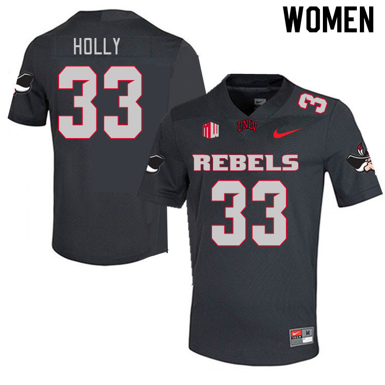 Women #33 Devynn Holly UNLV Rebels 2023 College Football Jerseys Stitched-Charcoal - Click Image to Close